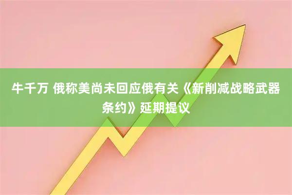 牛千万 俄称美尚未回应俄有关《新削减战略武器条约》延期提议